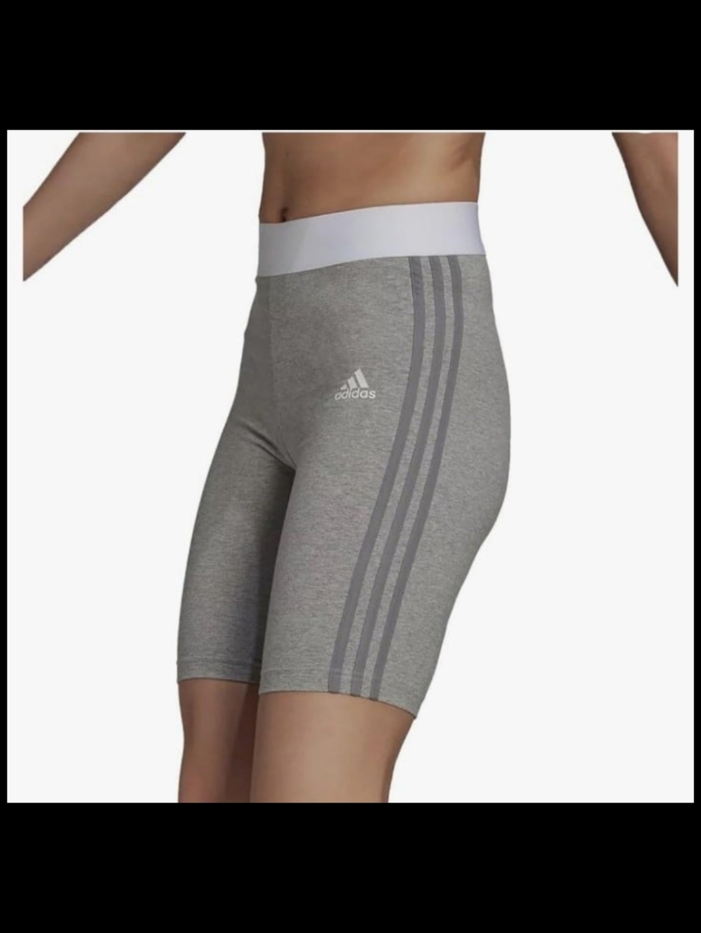 Adidas Women's Gray White Must Have 3 Stripes Tights Shorts Size XS